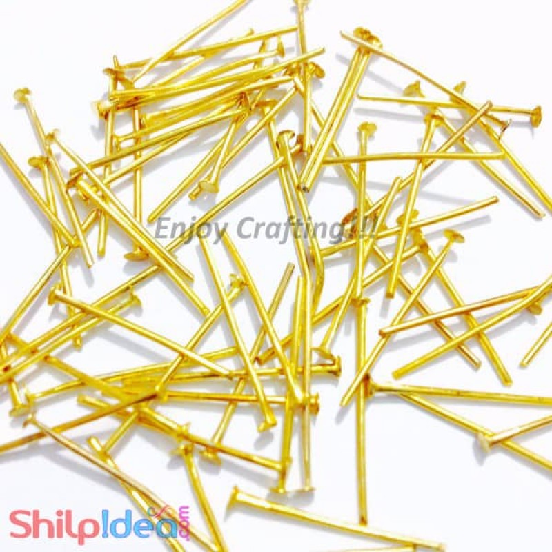 Head Pins 20mm - Golden - Pack of 50